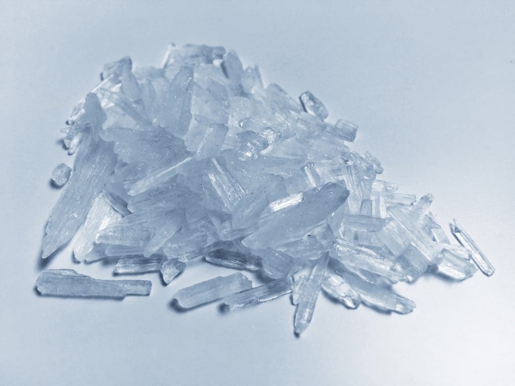 What does Meth look like? This image shows crystallized, transparent shards of meth.
