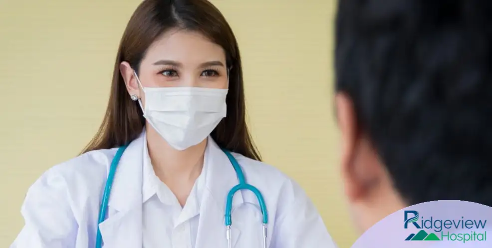 doctor using mask near patient - illustration
