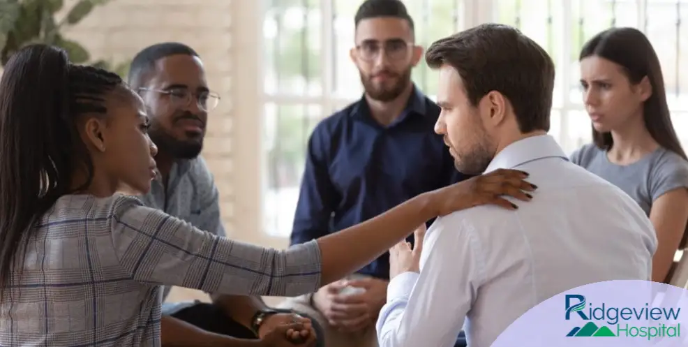 group therapy at Ridgeview Behavioral Hospital - helping each other